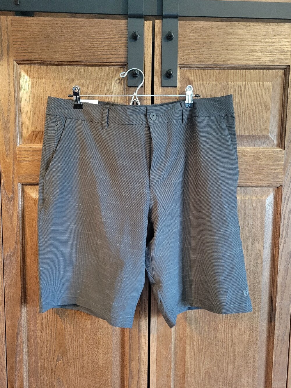 Hang Ten Men's Charcoal Performance Flat-Front Shorts